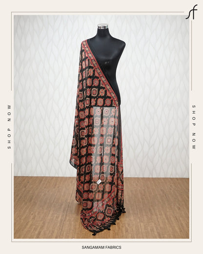 AJRAKH PRINTED MIRROR WORKED DUPATTA