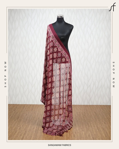 AJRAKH PRINTED MIRROR WORKED DUPATTA