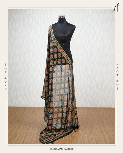 AJRAKH PRINTED MIRROR WORKED DUPATTA