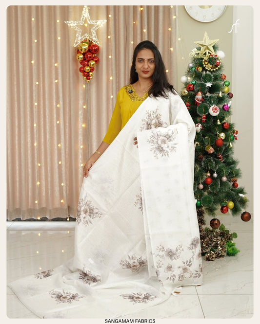 SEMI JUTE FLORAL SAREE