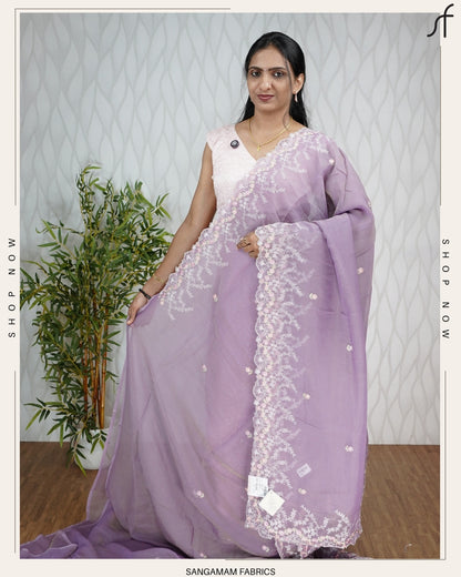 CRUSHED SILK EMBROIDERY SAREE