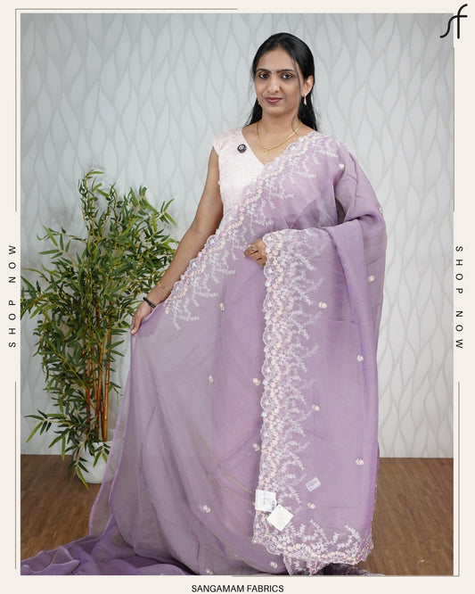 CRUSHED SILK EMBROIDERY SAREE