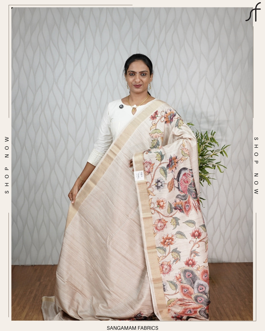 KALAMKARI PRINTED SEMI TUSSAR SILK SAREE