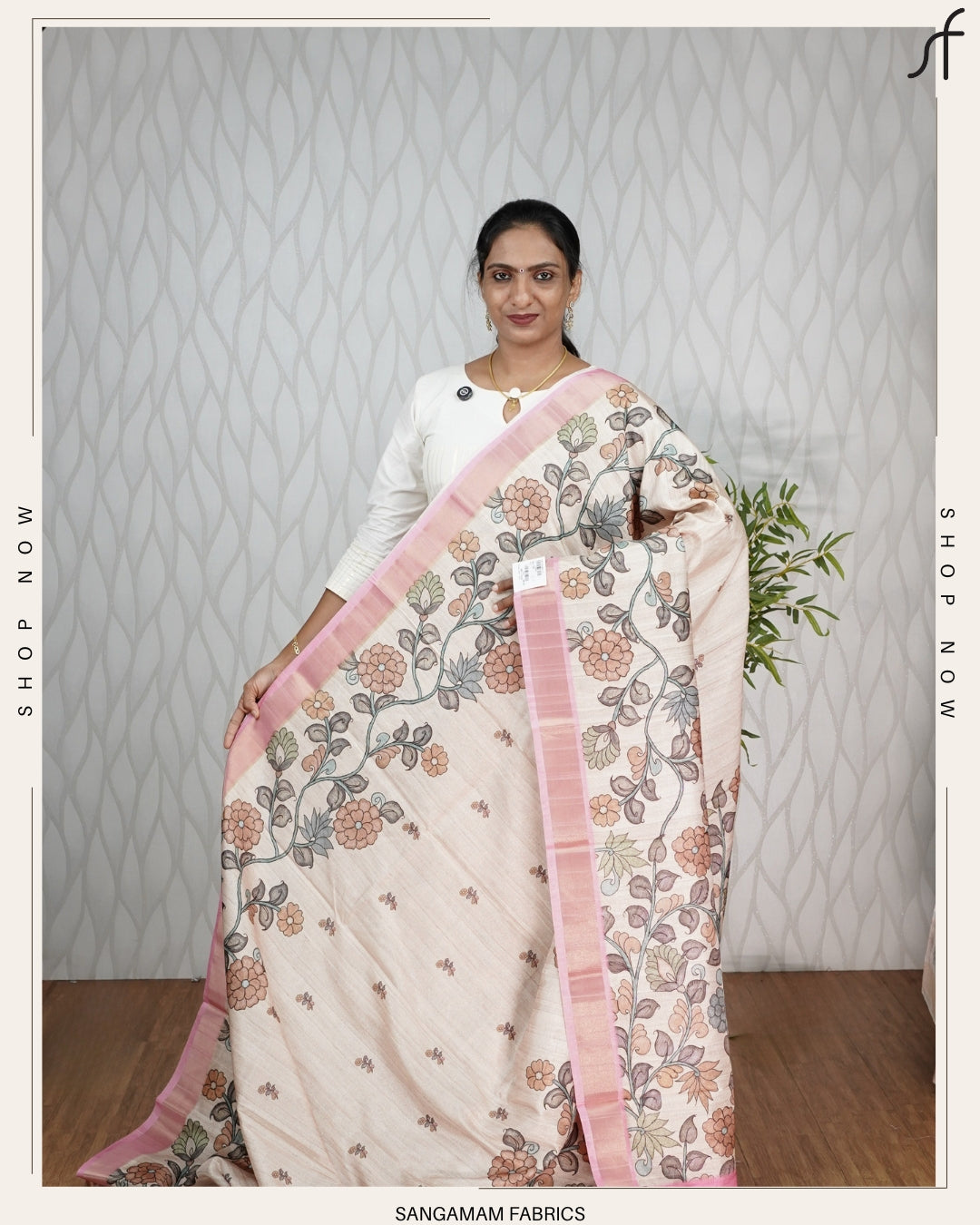 KALAMKARI PRINTED SEMI TUSSAR SILK SAREE