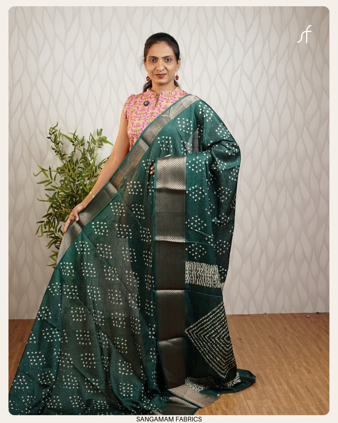 BANDHANI PRINTED SEMI DOLA SILK SAREE