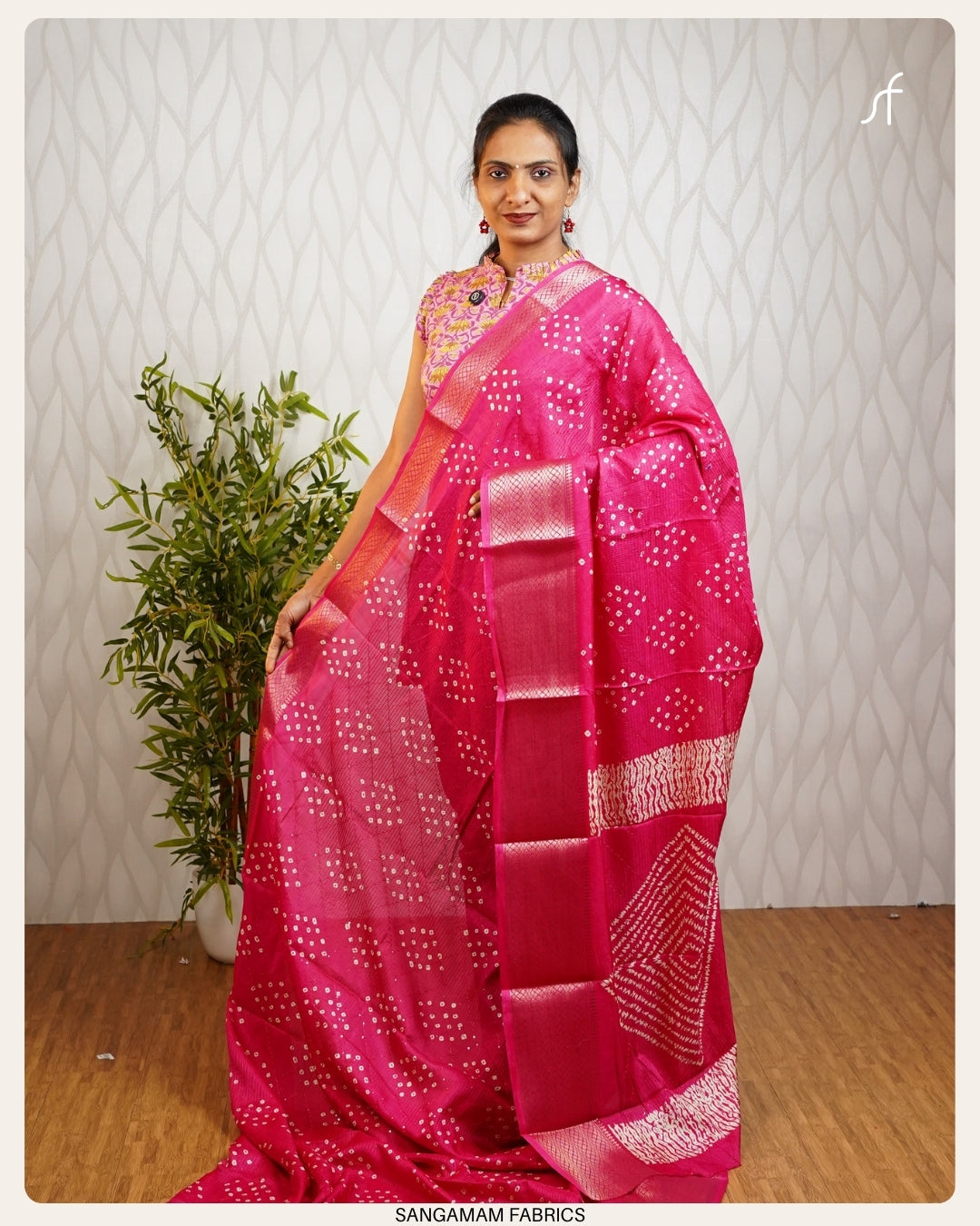 BANDHANI PRINTED SEMI DOLA SILK SAREE