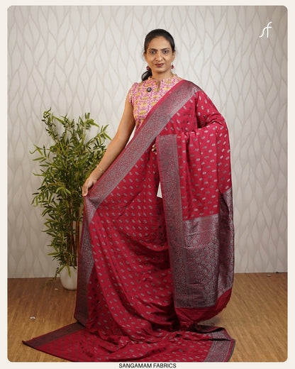 OXIDIZED SILVER ZARI SEMI BANARASI SAREE
