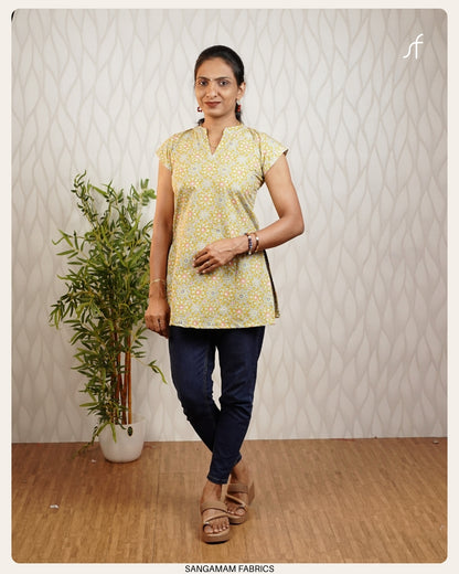 COTTON FLORAL  PRINTED SHORT KURTA