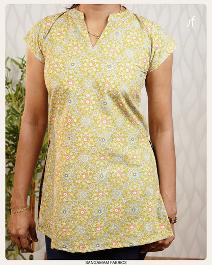 COTTON FLORAL  PRINTED SHORT KURTA