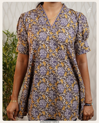 COTTON FLORAL  PRINTED SHORT KURTA
