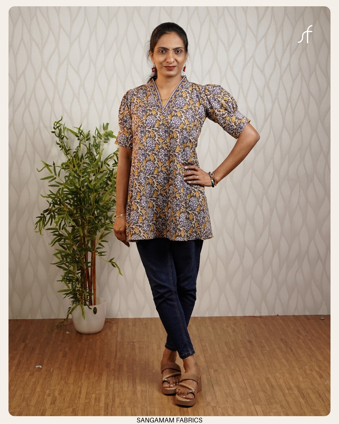 COTTON FLORAL  PRINTED SHORT KURTA