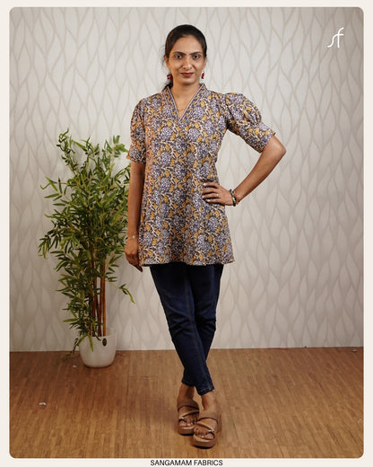 COTTON FLORAL  PRINTED SHORT KURTA