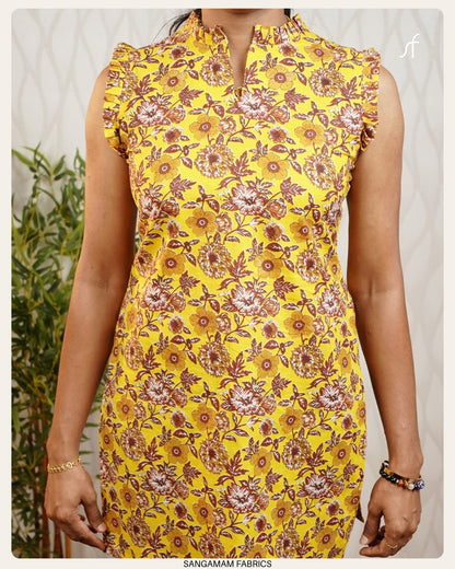 COTTON FLORAL  PRINTED SHORT KURTA