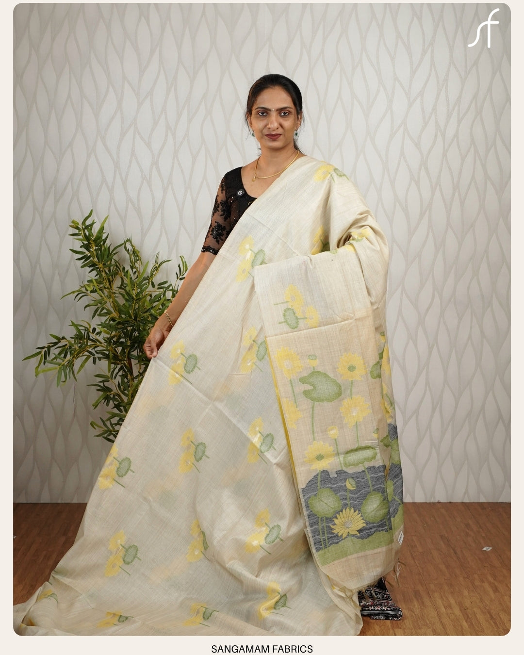 JAMDANI WEAVING SEMI CHANDERI LOTUS SAREE