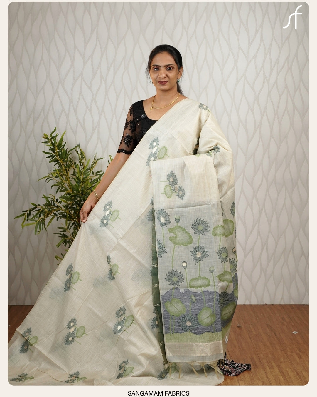 JAMDANI WEAVING SEMI CHANDERI LOTUS SAREE