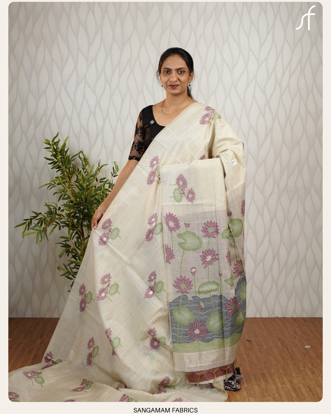 JAMDANI WEAVING SEMI CHANDERI LOTUS SAREE
