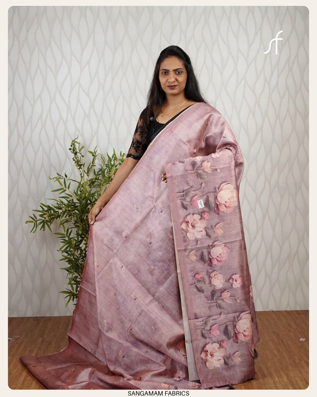 CRUSHED SEMI TUSSAR SILK FLORAL SAREE