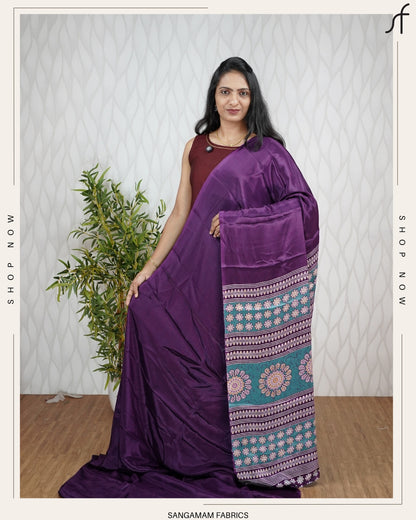 AJRAKH DETAILED TURKISH CHIFFON SAREE