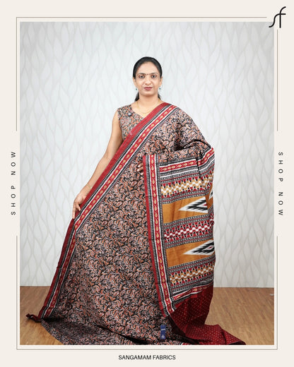 SEMI  MAHESHWARI SILK SAREE