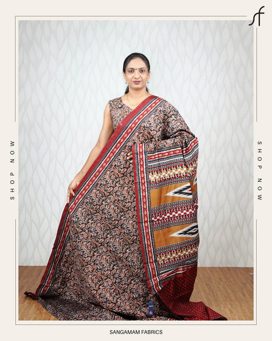 SEMI  MAHESHWARI SILK SAREE