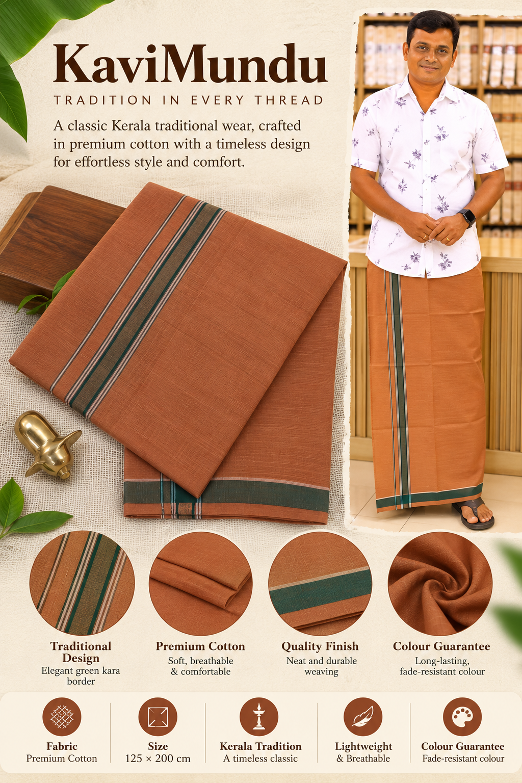 KAVI MUNDU COTTON PLAIN DARK GREEN KARA