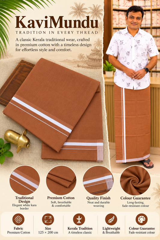 KAVI MUNDU COTTON PLAIN WHITE KARA