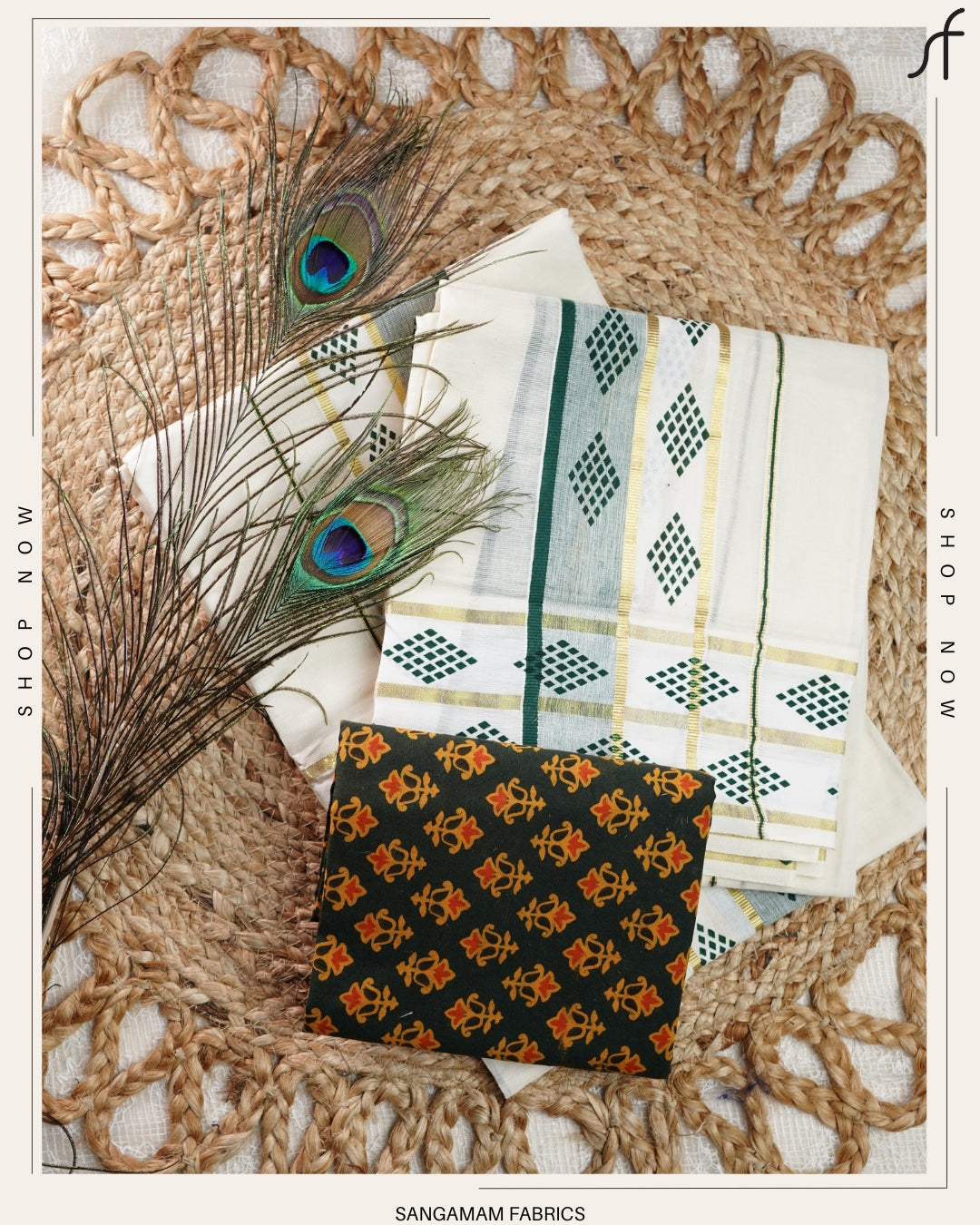 PRINTED KERALA COTTON SET MUNDU WITH BLOUSE