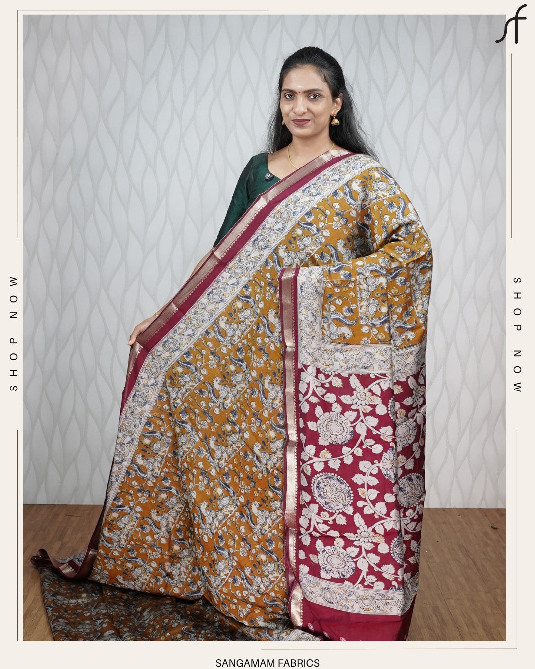 KALAMKARI PRINTED MAHESHWARI SILK SAREE