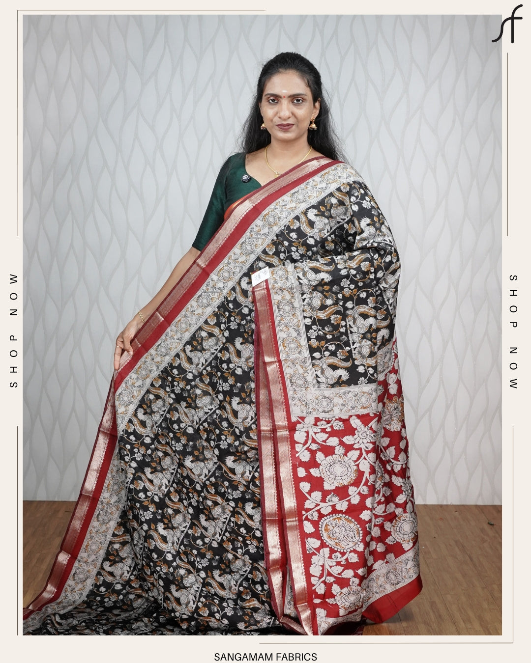 KALAMKARI PRINTED MAHESHWARI SILK SAREE