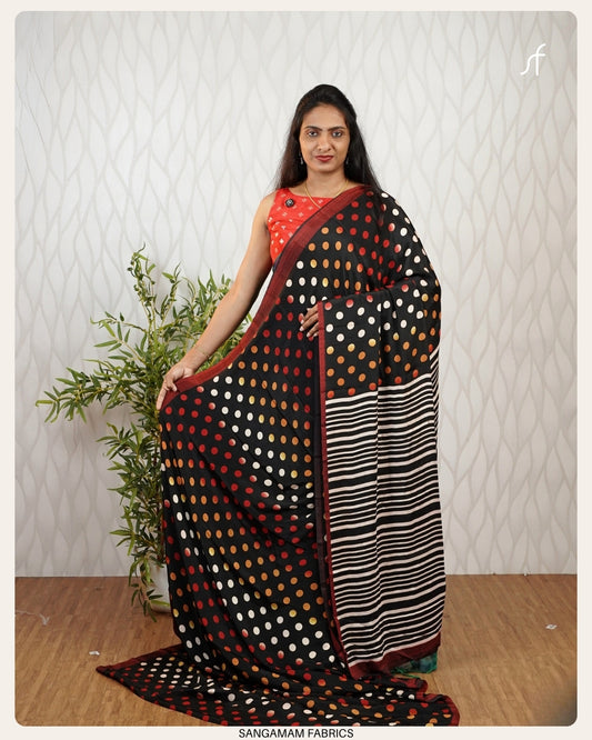 CLASSIC POLKA DETAILED SEMI MODAL SILK SAREE
