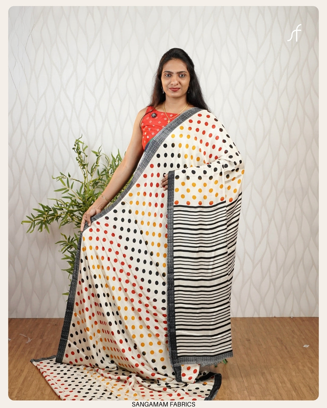 CLASSIC POLKA DETAILED SEMI MODAL SILK SAREE