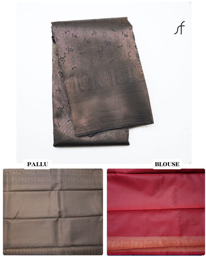 SEMI SILK FLORAL BROCADE SAREE