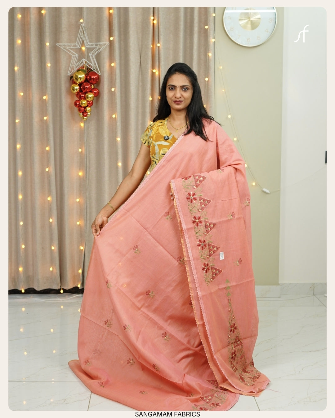 CHANDERI SILK EMBROIDERY WITH CROCHET LACE DETAIL SAREE