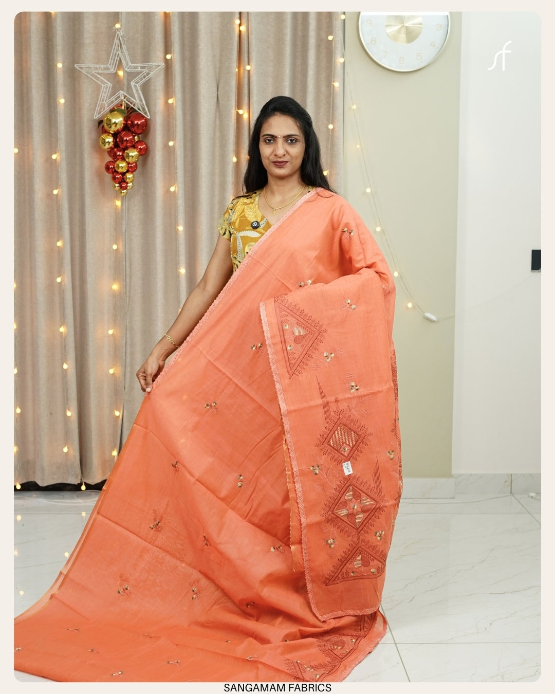 CHANDERI SILK EMBROIDERY WITH CROCHET LACE DETAIL SAREE