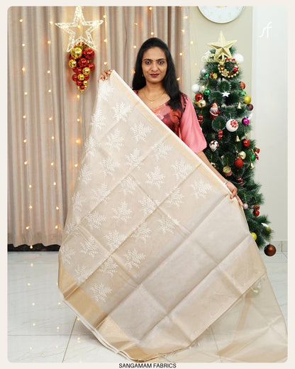 TISSUE NET COTTA EMBROIDERY SAREE