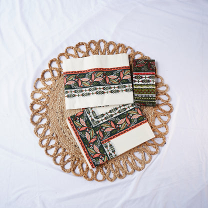 FANCY BORDER SET MUNDU WITH PRINTED BLOUSE