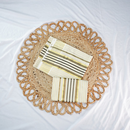 TISSUE SET MUNDU IN STRIPE PATTERN