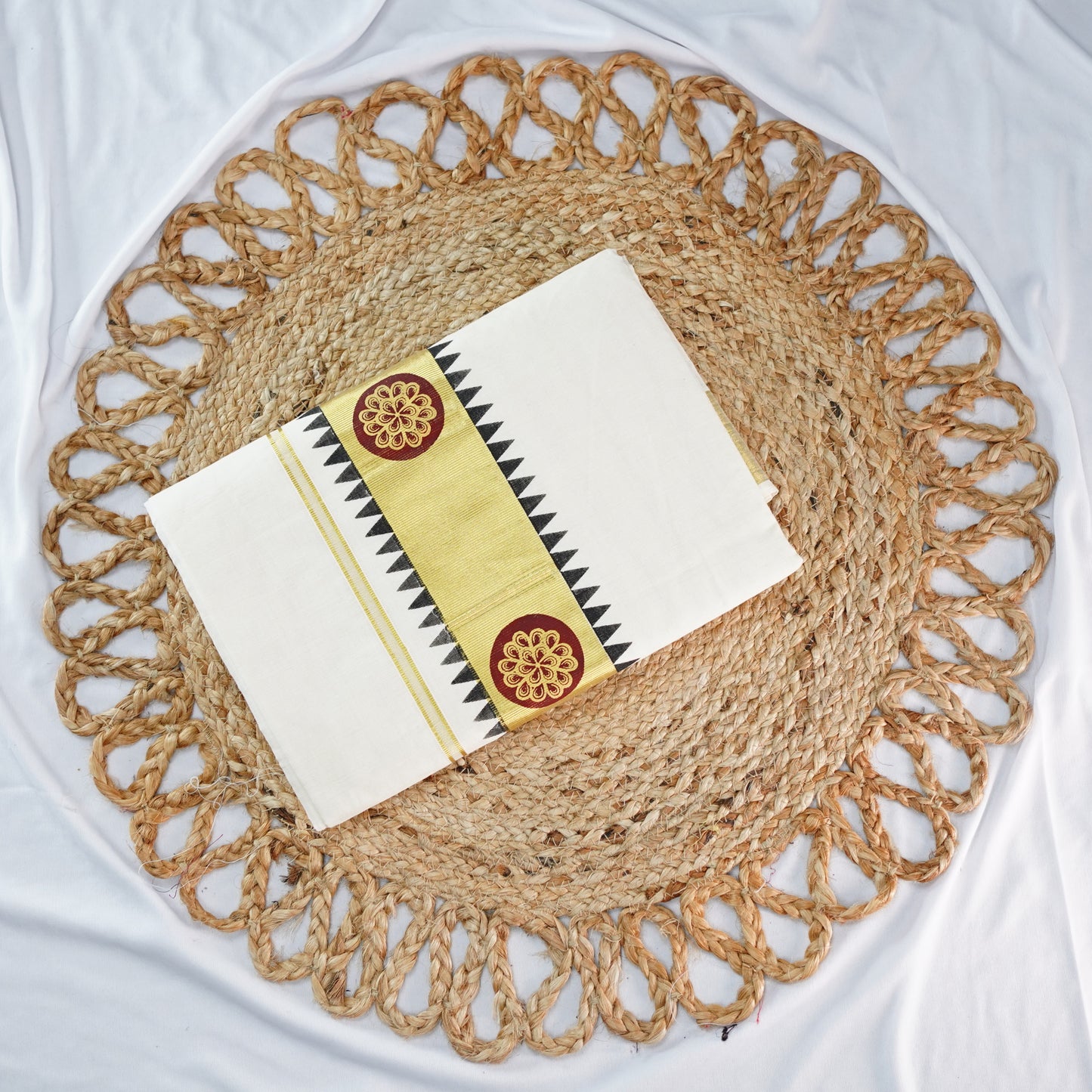 KERALA COTTON SETSAREE KASAV BORDER WITH PRINT