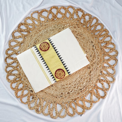 KERALA COTTON SETSAREE KASAV BORDER WITH PRINT