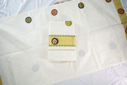 KERALA COTTON SETSAREE KASAV BORDER WITH PRINT