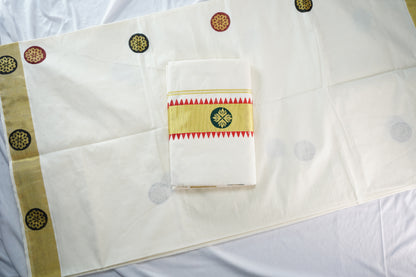 KERALA COTTON SETSAREE KASAV BORDER WITH PRINT