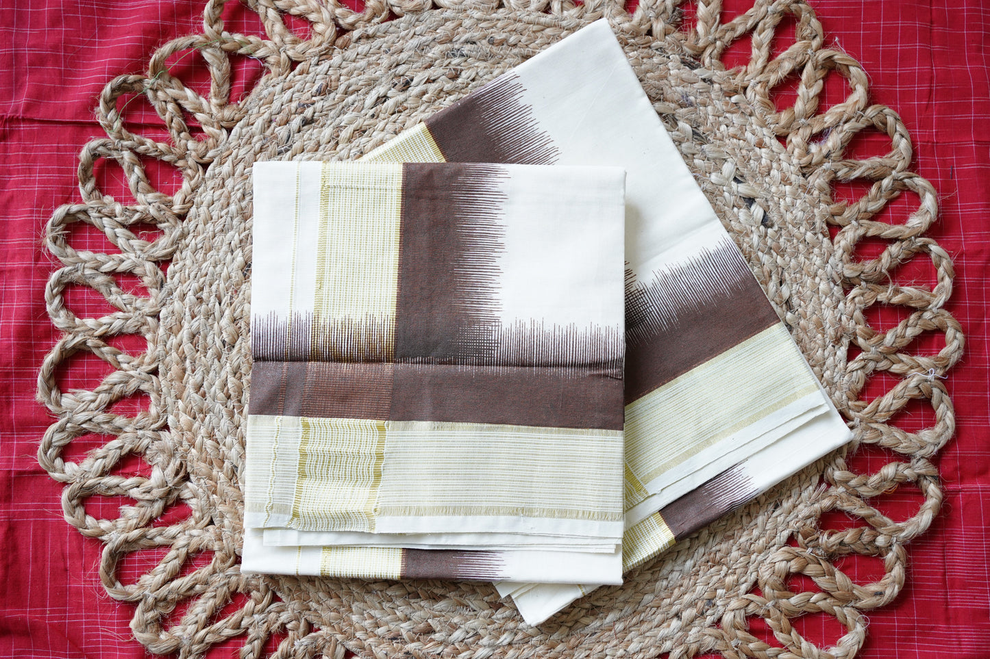 KERALA COTTON SETMUNDU: KASVU WITH PRINT