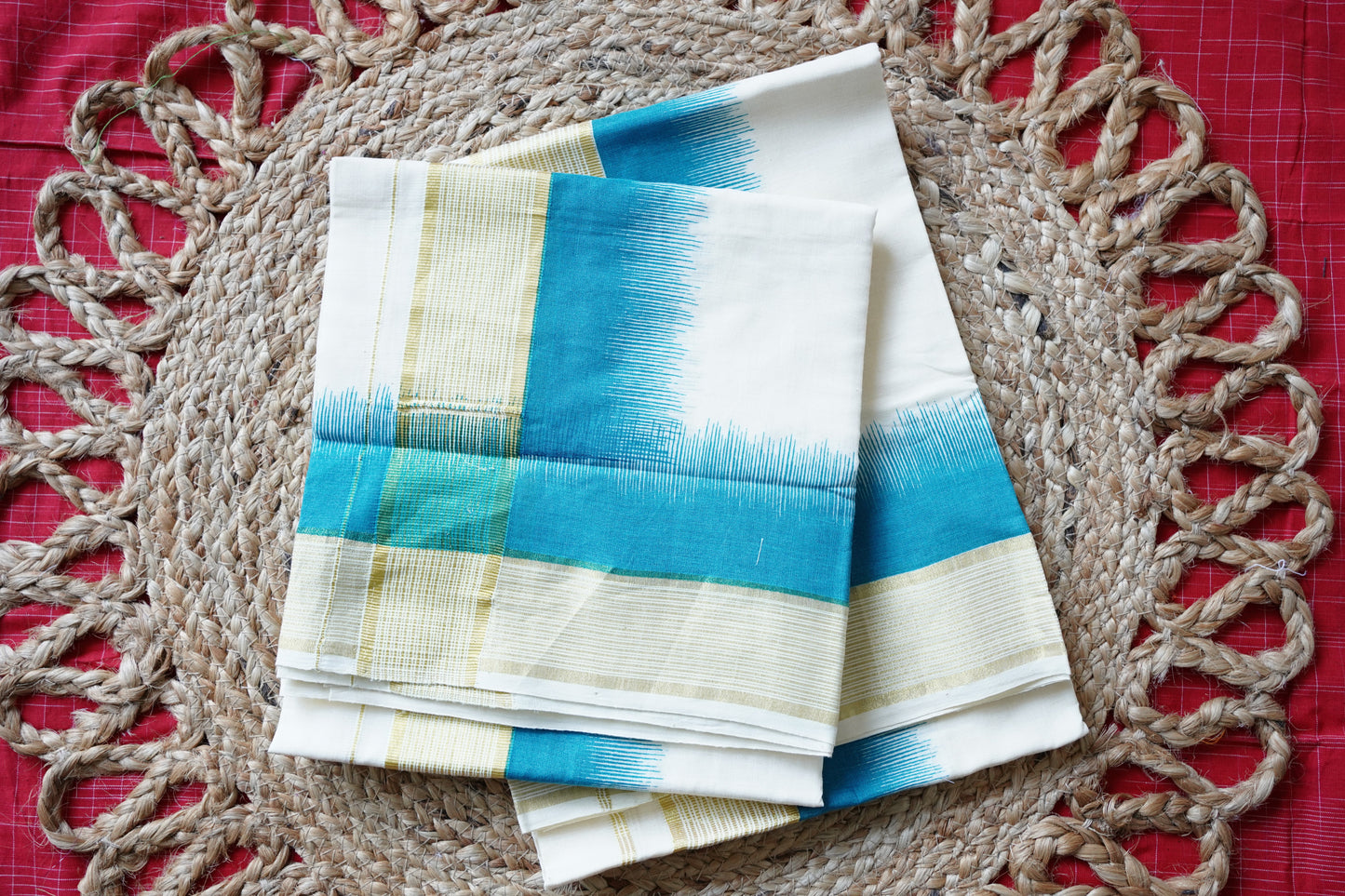 KERALA COTTON SETMUNDU: KASVU WITH PRINT