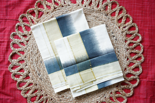 KERALA COTTON SETMUNDU: KASVU WITH PRINT