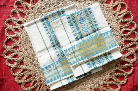 JAQUARD BORDER KERALA COTTON SETMUNDU