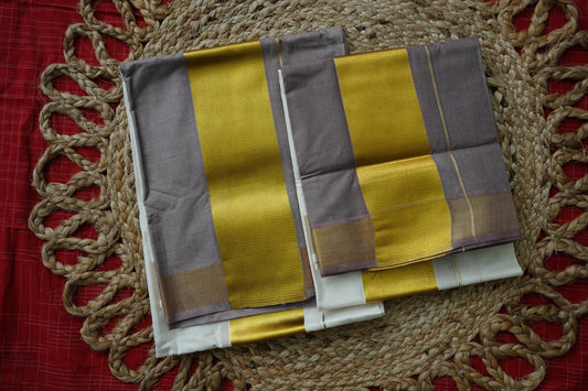 MAUVE SHADE TIE AND DYE KERALA COTTON SETMUNDU