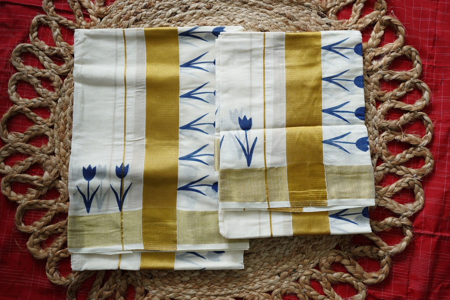 FANCY PRINT KERALA COTTON SETMUNDU