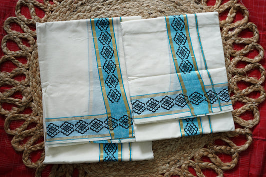 FANCY PRINT KERALA COTTON SETMUNDU
