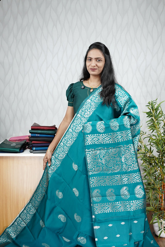 SILVER BUTTA SEMI SILK SAREE