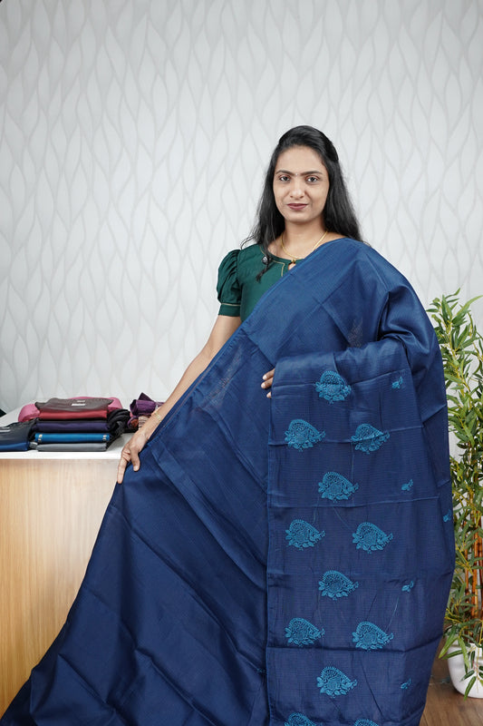 EMBROIDERY PATTEN NET COTTA SAREE